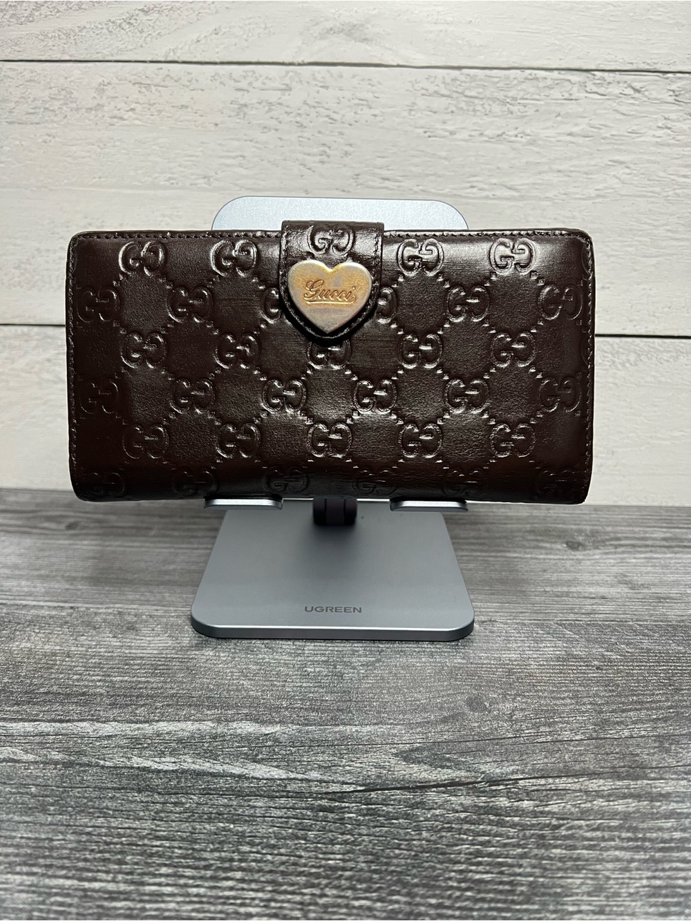 Authentic Gucci Chocolate Brown GUCCISSIMA  Wallet with Heart